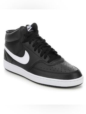 Nike Men’s Black and White Mid-Top Court Vision Sneaker Size 11.5